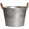Planter With Rope Handles, Round, Galvanized Metal, 10-In.