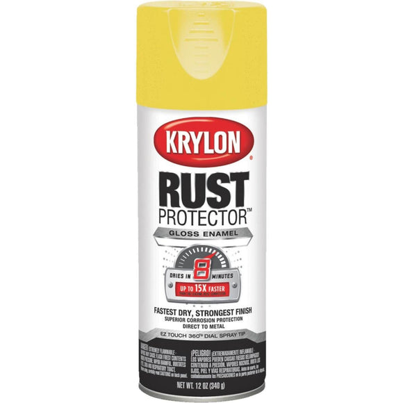 Krylon Rust Protector 12 Oz. Gloss Alkyd Enamel Spray Paint, Yellow