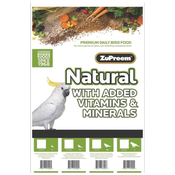 ZUPREEM NATURAL WITH ADDED VITAMINS & MINERALS LG PARROT (20 LB)
