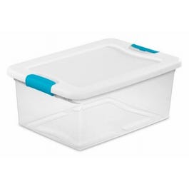 Latching Storage Box, See-Through Base, 15-Qt.