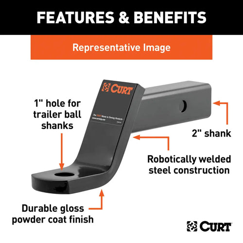 Curt Class 3 Ball Mount, Imported (2 Shank, 7,500 lbs., 6 Drop, 9-1/4 Long) #45870