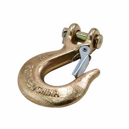Clevis Hook With Latch, Forged Steel, 3/8-In.