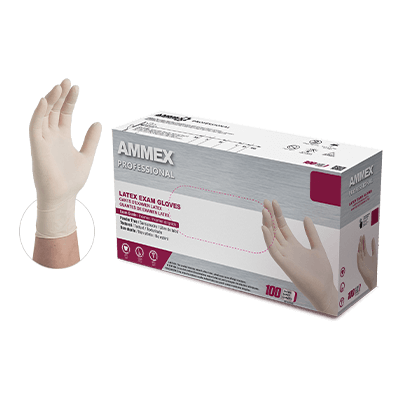 AMMEX Professional Ivory Latex PF Exam Large Gloves
