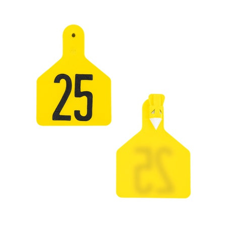 Z Tags 1-Piece Pre-Numbered Laser Print Tags for Calves, Numbers from 1 to 25, Yellow